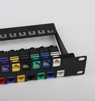Panel Patch 48 port Cat6A 2U profesional dengan Jack Keystone berwarna untuk jaringan untuk aplikasi 24-port