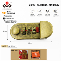 Serrure décorative de sécurité antivol à combinaison à 3 chiffres en alliage de zinc coloré 66 x 27 mm pour carnet/agenda A5/A6