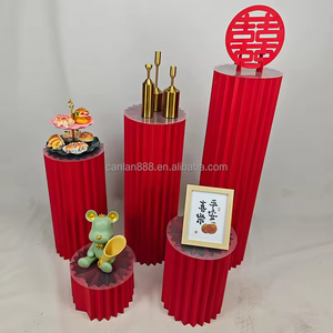 แท่นวางเค้กปาร์ตี้วันเกิดงานแต่งงานโต๊ะกระดาษอะคริลิคพับได้เสาโรมันสี - Product Image 5