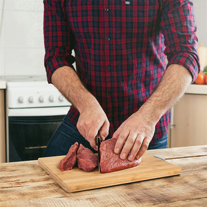 Vente en gros de planche à découper en charcuterie de bambou écologique gravée sur mesure poignée en acier inoxydable bloc à découper lavable au lave-vaisselle - Product Image 6