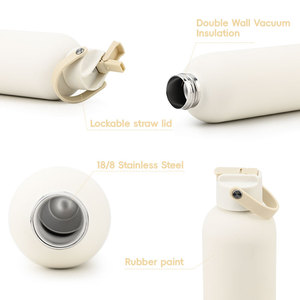 Термос для воды 500 мл с резиновым покрытием, из переработанной стали 18/8, без БФА, герметичный, с функциональной крышкой - Product Image 3