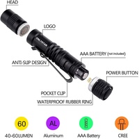Mini lampe torche LED en aluminium à piles sèches, puissante, pour extérieur, format stylo, torche de poche EDC, lampe médicale