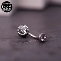 Anneau de nombril circulaire en tungstène F136 avec zircon, bijou unisexe pour le nombril, vente en gros transfrontalière