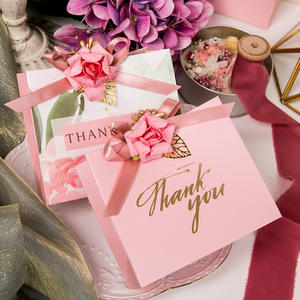 中国メーカー義烏サプライヤー花の装飾折りたたみ結婚式のお土産ピンクありがとう好意紙箱バッグ卸売 - Product Image 5