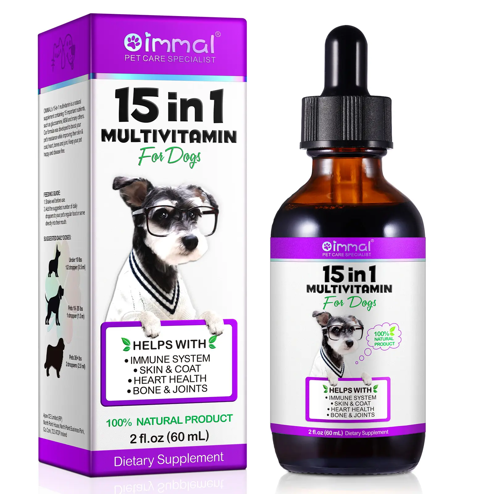 Oimmal Private Label 100% Natural Liquid Multivitamin Additive Bulk 15 In 1 Multivitamin Drops Vitamins Supplements For Dogs