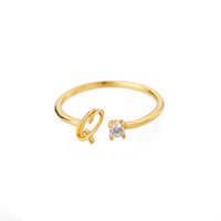 Bague ouverte ajustable minimaliste en acier inoxydable de qualité supérieure avec zircon cubique pour femme, élégante bague de pinky, bijou de mode pour mariage, cadeau