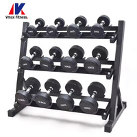 Haltères à tête ronde recouvertes de caoutchouc, logo personnalisé, équipement d'entraînement de force, haltères en acier pour musculation, 5-110 lb