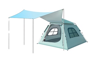 Tente de camping à montage rapide pour 3-4 personnes - Imperméable, coupe-vent, tente automatique pour pique-nique familial en plein air - Product Image 4