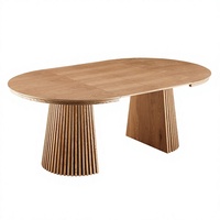 Table à manger extensible 1200-2000 mm, table moderne en MDF imitation bois de frêne avec base cannelée pour la maison, le restaurant, l'hôtel, la salle à manger