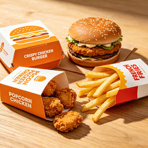 Caja de Cartón Corrugado Impresa Personalizada para <span class=keywords><strong>Pollo</strong></span> Frito, con Revestimiento Antigrasa, Reciclable, para Comida Rápida y Restaurantes de Comida para Llevar - Product Image 2