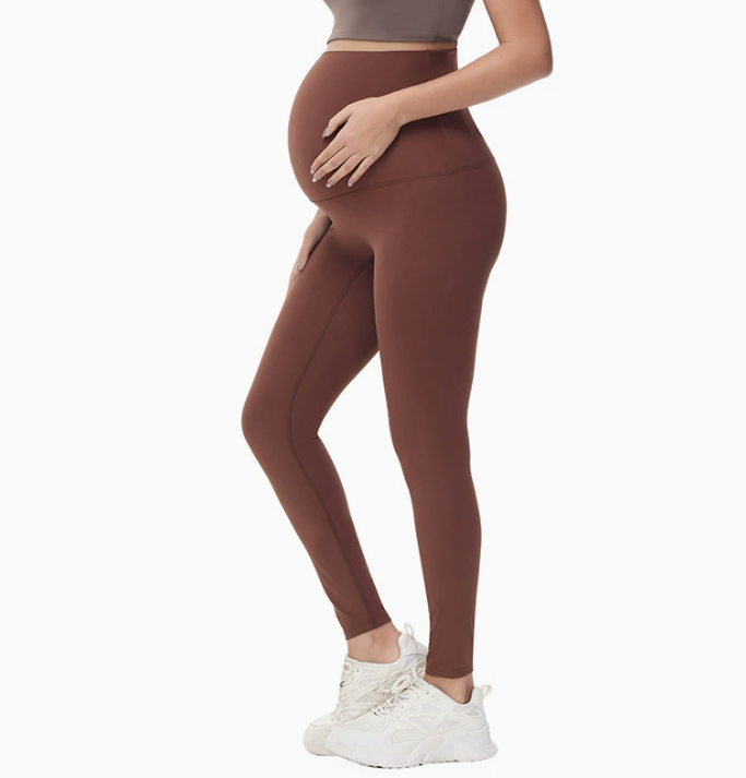 High-Waist Maternity Activewear Leggings (Z709): side profile showing stretch, rise and leg-opening fit