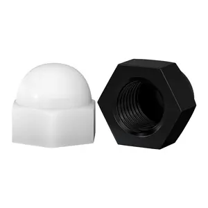 Ventes d'usine couvercle d'écrou hexagonal de haute qualité blanc noir PA66 écrous borgnes hexagonaux en plastique nylon