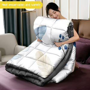 Ensemble de literie 3 pièces en microfibre de qualité supérieure, imprimé plumes, respirant, doux pour la peau, toutes saisons, couette et taies d'oreiller chaudes et lavables - Product Image 5