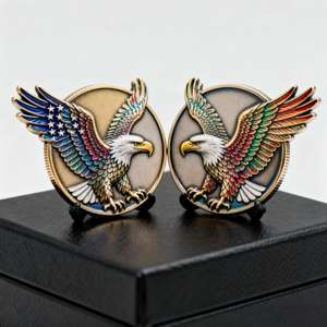 Moneda de desafío de doble cara personalizada moderna antigua, troquelado de Metal, grabado con temática de animales florales para publicidad de Navidad - Product Image 2