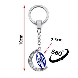 Porte-clés Œil du Diable rotatif à 360 degrés avec pendentif lune, porte-clés porte-bonheur Œil du Diable pour sac et voiture - Product Image 3