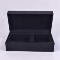 Boîte à bijoux en bois avec couvercle en cuir PU, doublure en velours, couvercle à charnière, logo personnalisé, boîte de rangement pour bijoux, vente au détail et emballage cadeau de marque