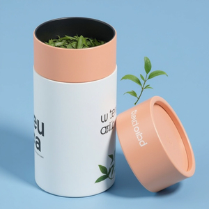 Biodegradable Kraft Paper <b>Round</b> Gift <b>Box</b> with Lid Custom Coffee & Food Packaging Canister Matt Lamination Options - Product Image 4