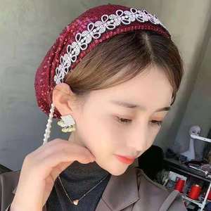 หมวกผ้าโพกหัวพับได้สำหรับมุสลิม,ผ้าพันคอตาข่ายสีแดงประดับผมไอริสใหม่สำหรับฤดูใบไม้ร่วงฤดูหนาวปี2022 - Product Image 4