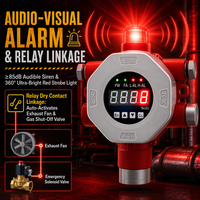 Detektor Alarm Gas Etilen Oksida Tetap dengan Layar Digital, Lampu Peringatan Merah, Monitor Keamanan Industri untuk Instalasi Pabrik
