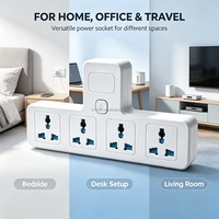 Adaptor Stopkontak Dinding Universal 4 Lubang Dengan Saklar Utama, Colokan 2 Pin EU UK US, Stopkontak Portabel