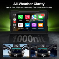 Nouveau système de navigation GPS JMC Android 13 7 pouces avec CarPlay sans fil, Android Auto, émetteur FM, compatible TPMS, 2 Go de RAM pour 16 Go de ROM, pour moto