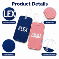 Étiquette de bagage personnalisée brodée en gros, étiquette nominative personnalisée en tissu pour valises et sacs de voyage, commande en gros, MOQ 50 pièces
