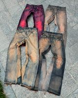 AeeDenim Nouveau style personnalisé pour hommes, jeans droits tendance, style hip-hop urbain, délavé, vintage, déchiré, imprimé, design mode