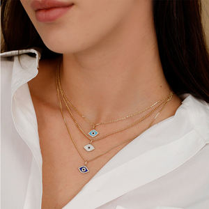 Kalung Enamel Grosir Gemne Berlapis Emas 18k Perak Sterling 925 dengan Liontin Mata Iblis Zirkon Kubik Perhiasan Kustom - Product Image 2