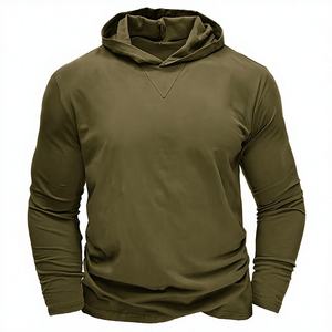 Sweat à capuche polaire doublé à col montant uni pour homme, hiver 2024, 50% coton 50% polyester, écologique - Product Image 4