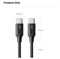 Kabel pengisi daya cepat, UGREEN PD100W 5A USB C ke USB C kabel pengisian daya Cepat 5A Tipe C kabel cangkang TPE untuk iPhone 15 MacBook hitam kabel bahan PVC
