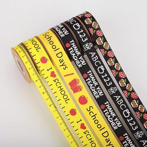 Ruban gros-grain 100% polyester double face anti-rétrécissement à feuille d'or, motif rentrée scolaire, alphabet, pomme, règle, crayon, vente en gros - Product Image 4