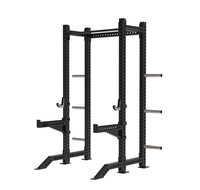 Rack de Squat Tout-en-un et Machine à Crossover avec Câbles, en Tube d'Acier au Carbone 75x75x3mm, Pile de Poids de 120kg, Bras de Sécurité et Crochets en J