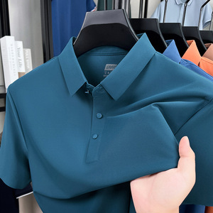 Camiseta <span class=keywords><strong>polo</strong></span> de verano para hombre, de seda y algodón, transpirable, informal, de manga corta, de color sólido, de alta calidad, sin costuras. - Product Image 2