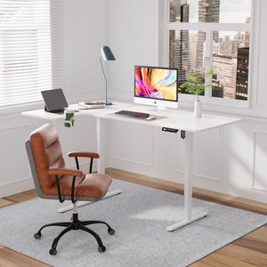 Bestseller per Amazon 90 ° da tavolo a forma di L motore singolo elettrico regolabile in altezza moderna alta qualità ufficio tavolo da scrivania - Product Image 1