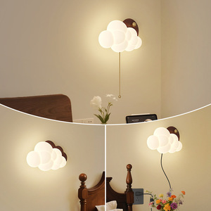 Lámpara de pared con forma de nube, luz Led E27 con control de interruptor, luz nocturna para dormitorio, iluminación decorativa para habitación de niños - Product Image 1