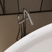 Robinet de baignoire autoportant à débit élevé, colonne de douche simple à effet pluie, monocommande double fonction pour baignoire et salle de bain