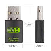 Prix usine 5G 600Mbps double bande USB Wifi adaptateur Dongle pilote gratuit pour Bluetooth pour cartes réseau d'ordinateur portable en Stock