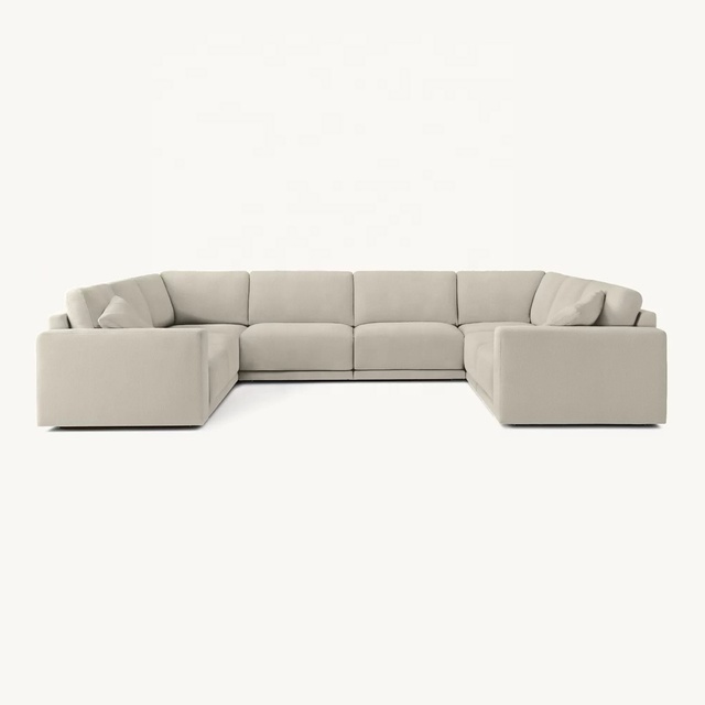 U Shape Living Room Sofa Furniture Set Comfortable Soft Modular Sectional  Fabric Clouds Modern