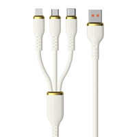 Kabel Data pengisian daya Cepat 6A, kabel antarmuka kabel Usb 3 in 1 untuk Android/tipe-c/ponsel
