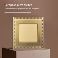 Sakelar Retro Standar Eropa BAOBEN, Stopkontak Dinding Logam Paduan Seng Vintage Eropa, Stopkontak Lampu Rumah Universal