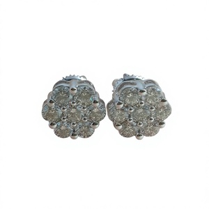 925 Sterling <b>Silver</b> Rhodium Plated Round Cut Natural Diamond Ladies Stud Earrings Womens 1.44 Ct Trendy <b>Wedding</b> Jewelry 9mm - Product Image 1