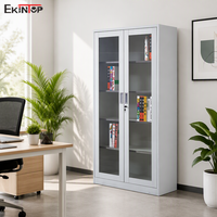 Ekintop Petit meuble coulissant pour ranger les couettes, les bandes dessinées, avec serrure, casier, armoire en verre