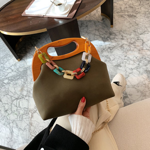 New Arrivals Tote Women <b>Handbags</b> <b>Chain</b> Shoulder Hand Bags Wooden Handle Purses for Lady - Product Image 5