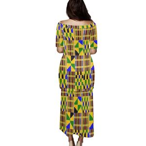 Culture <span class=keywords><strong>africaine</strong></span> 2 pièces/ensemble Robe pour femmes Ethnique Traditionnelle Été Manches courtes <span class=keywords><strong>Haut</strong></span> <span class=keywords><strong>Jupe</strong></span> longue pour femme Vêtement élégant - Product Image 2