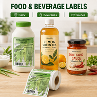 Étiquettes personnalisées pour boissons au yaourt, autocollantes en rouleau, blanches, en BOPP, imperméables, pour bouteilles, gobelets et bocaux laitiers
