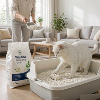 Litière agglomérante végétale OEM/ODM biodégradable, écologique, faible en poussière, jetable aux toilettes, hautement absorbante pour chats - Vente en gros