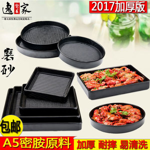 Round <b>Black</b> Melamine <b>Plate</b> Solid Color Durable Hotel Food Party Use Barbecue <b>Plate</b> Japanese Seafood Dishware - Product Image 2