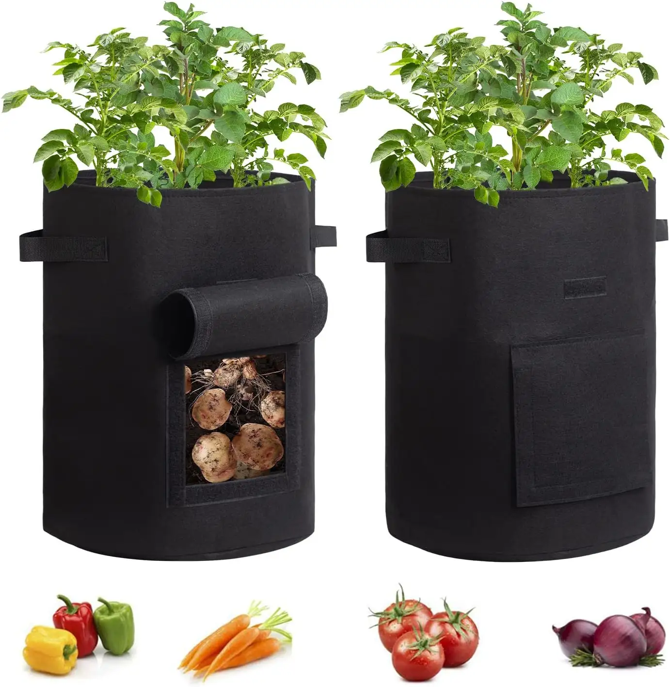 Hot Sale 5 7 10 15 20 Gallon Vegetable/Flower/Plant Felt Grow Bags with Handles
