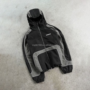 Vestes coupe-vent en nylon personnalisées, design patchwork, bandes réfléchissantes 3M, imperméables, coupe-vent, vestes de sport en nylon - Product Image 2