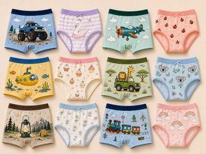Sous-vêtements pour enfants en coton doux, styles variés, pour garçons et filles, vente en gros, stock en vrac pour la revente, mélange aléatoire - Product Image 1
